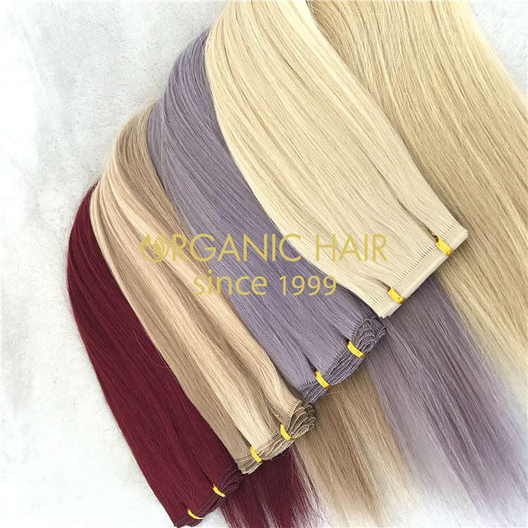 Full cuticle hair extensions，lavender  hand tied hair H133